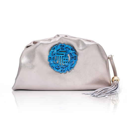 Blue Jade Stone The Patty Dumpling in Champagne Gold