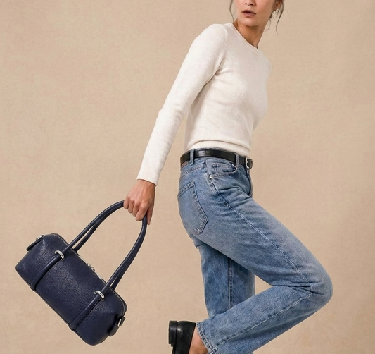 Mini Boston Bag Navy Blue Sample
