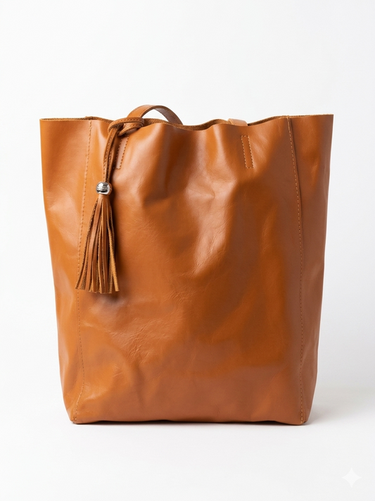 Italian Leather Shopper in Chestnut Shop Display