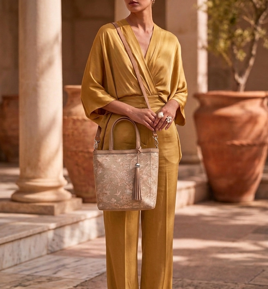 Double Phoenix Mini Crossbody Shopper in Plain Biscotti
