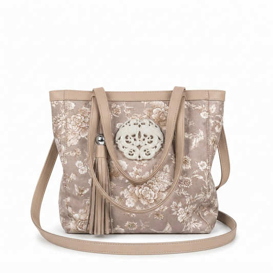Double Phoenix Mini Crossbody Shopper in Floral Biscotti