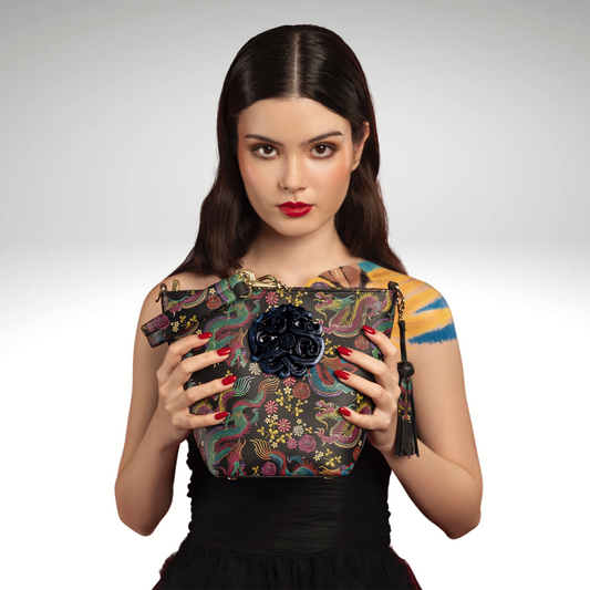 The Noraa Bucket Bag in Dragon with Black Dragon Jade Stone