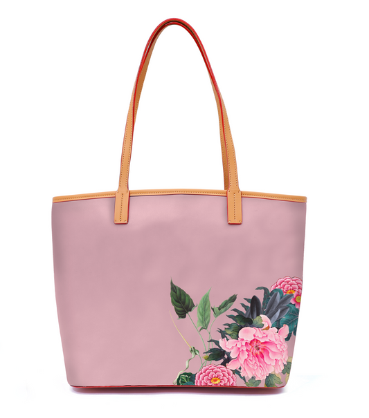 Tree of Life Italian Leather Tote in Blush