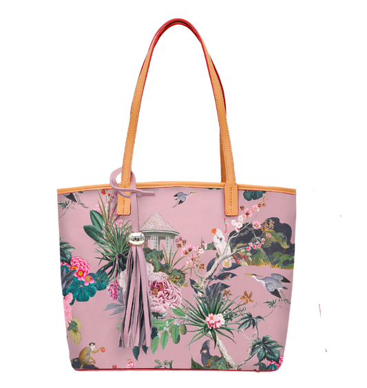 Tree of Life Italian Leather Tote in Blush