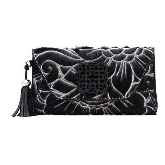 Black Hand Etched Envelope with Obsidian Love Knot Stone