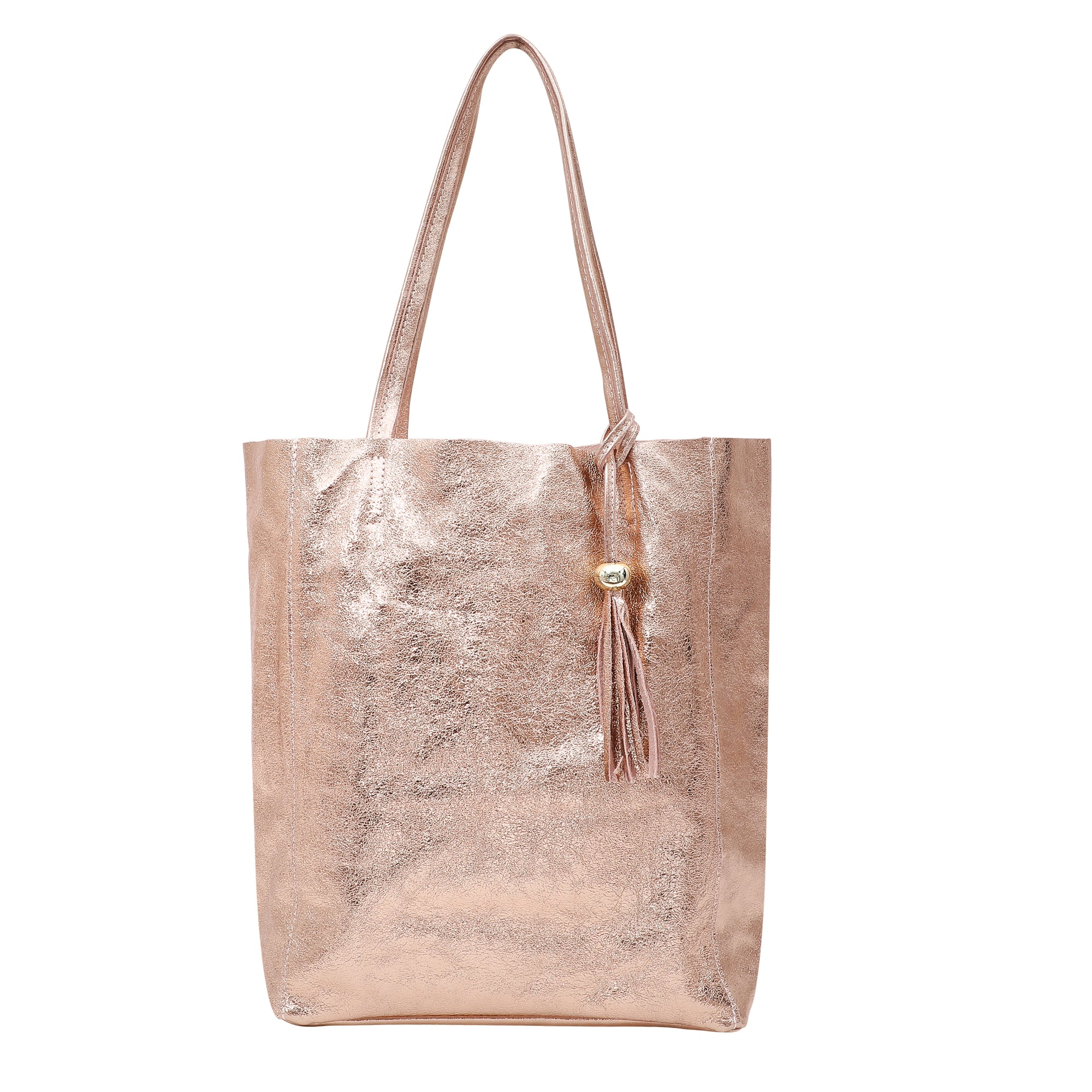 The 'Bessie' Italian Leather Shopper in Light Gold
