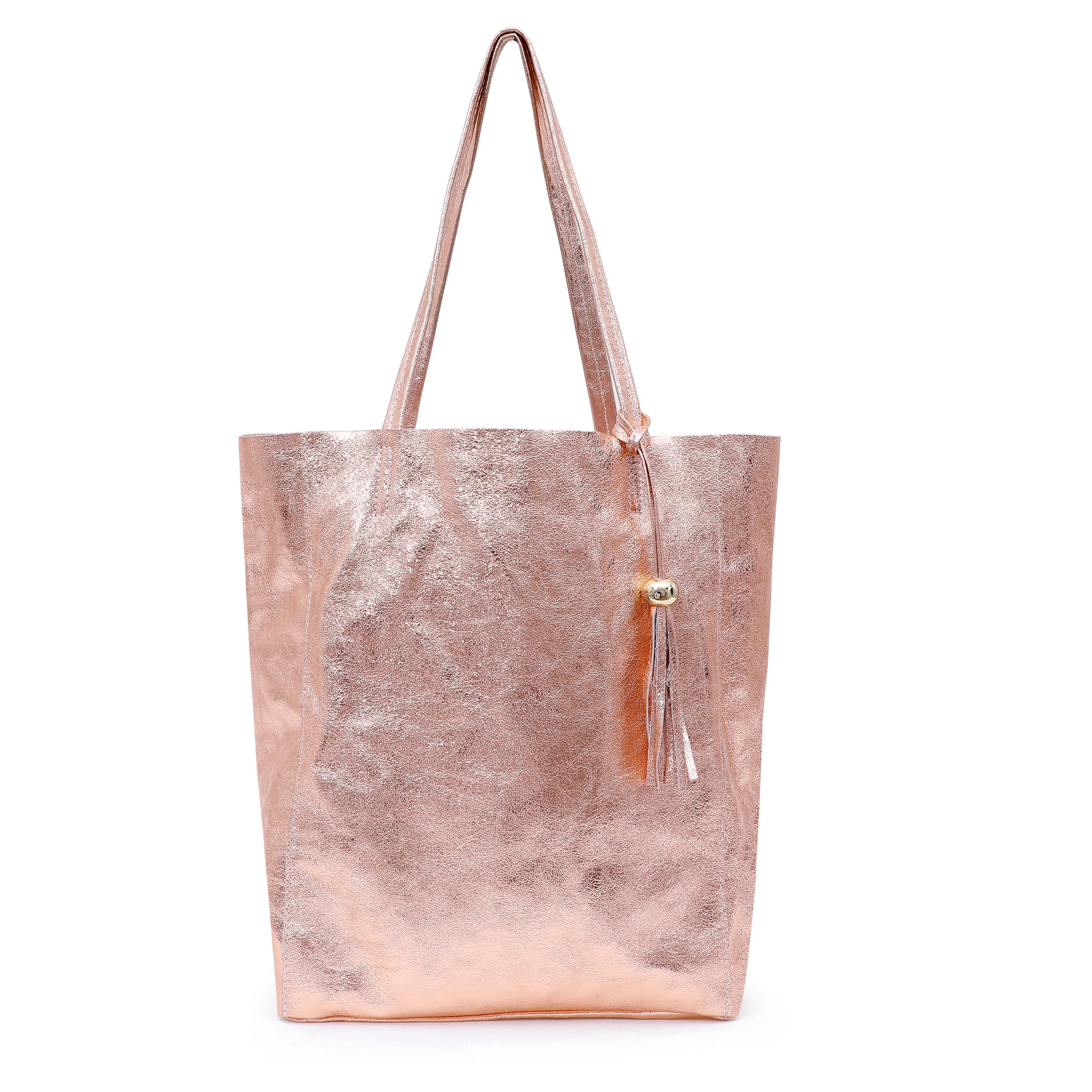 The 'Bessie' Italian Leather Shopper in Rose Gold