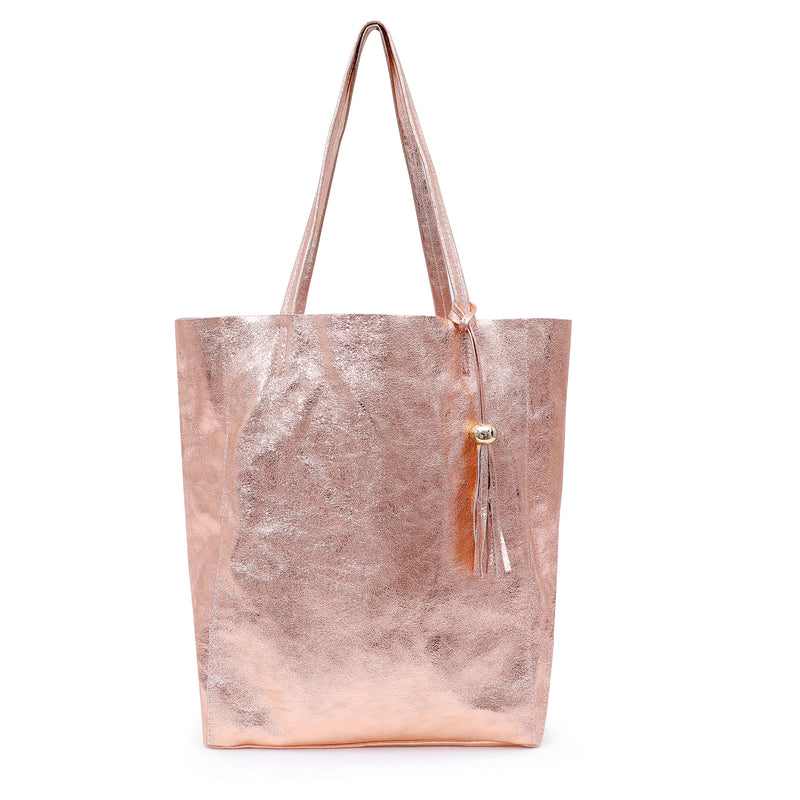 Sale The 'Bessie' Italian Leather Shopper in Rose Gold