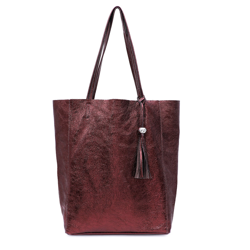 The 'Bessie' Italian Leather Shopper in Chocolate