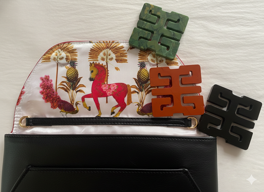 Imperial Grace Black Envelope with Obsidian Stone