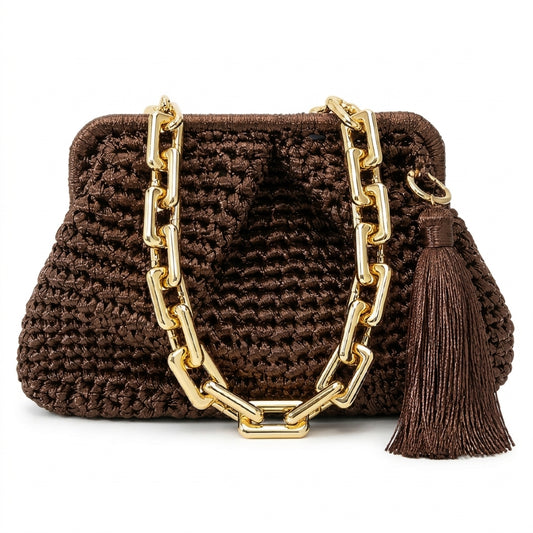 Sample - Medium Hand-Woven Metallic Bronze Clutch