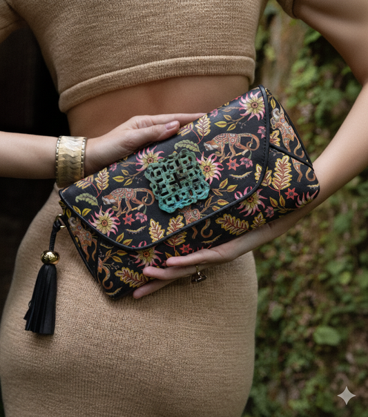 Canopy Chorus Envelope in Black with Chrysocolla Stone