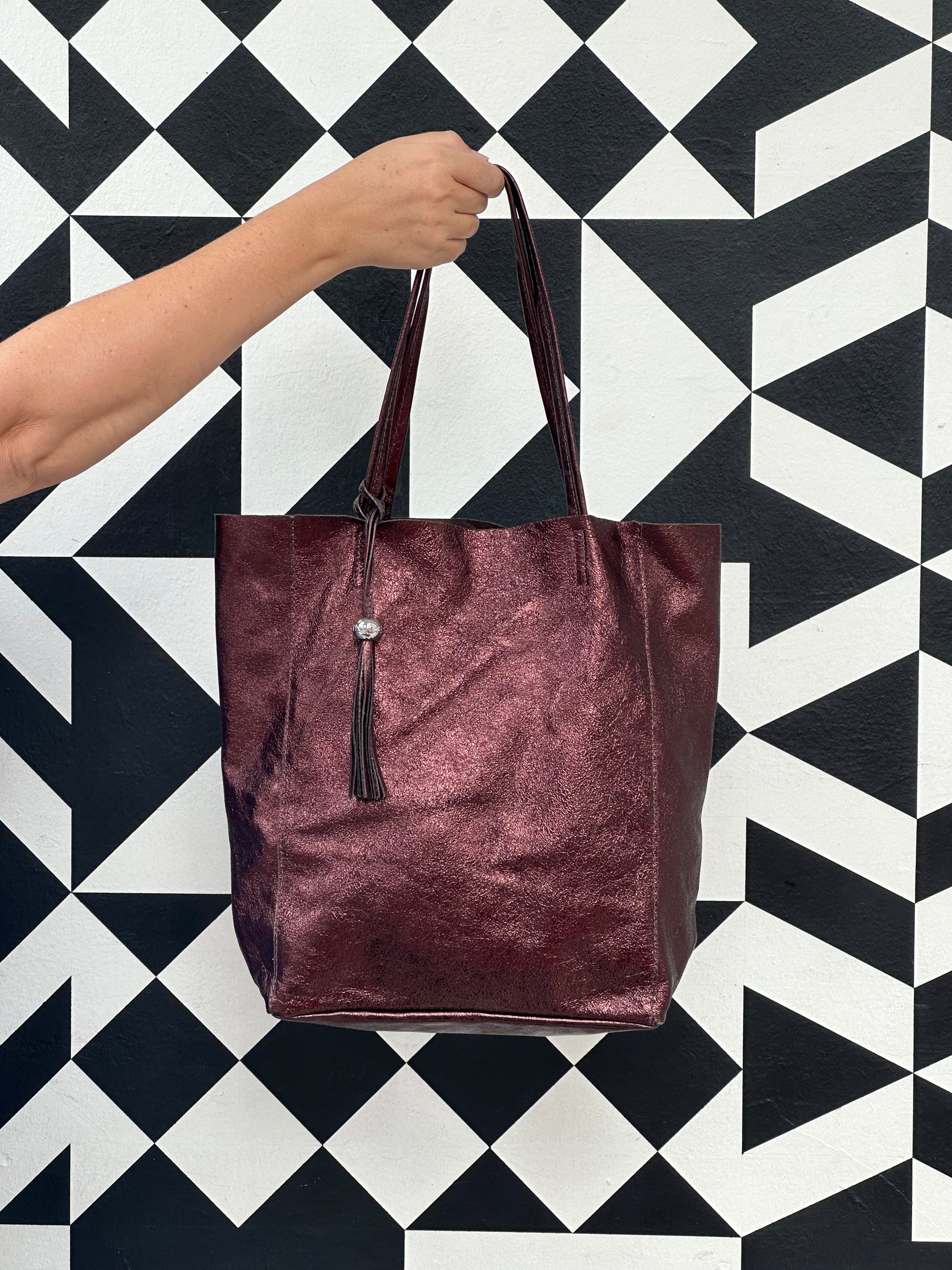 The 'Bessie' Italian Leather Shopper in Chocolate