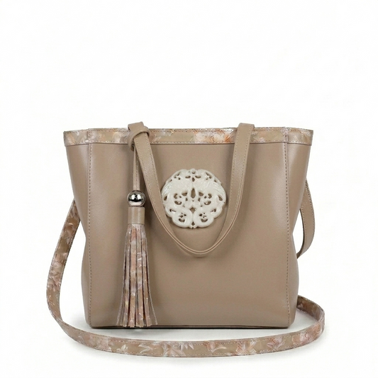 Double Phoenix Mini Crossbody Shopper in Plain Biscotti