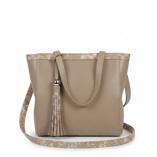 Mini Crossbody Shopper in Plain Biscotti
