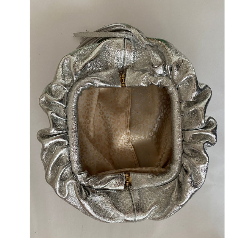 Boutiques Christmas Edit - Italian Leather Small Clutch in Silver Frost