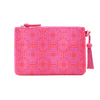 Red Flame & Fuchsia Sateen & Leather Make Up Clutch