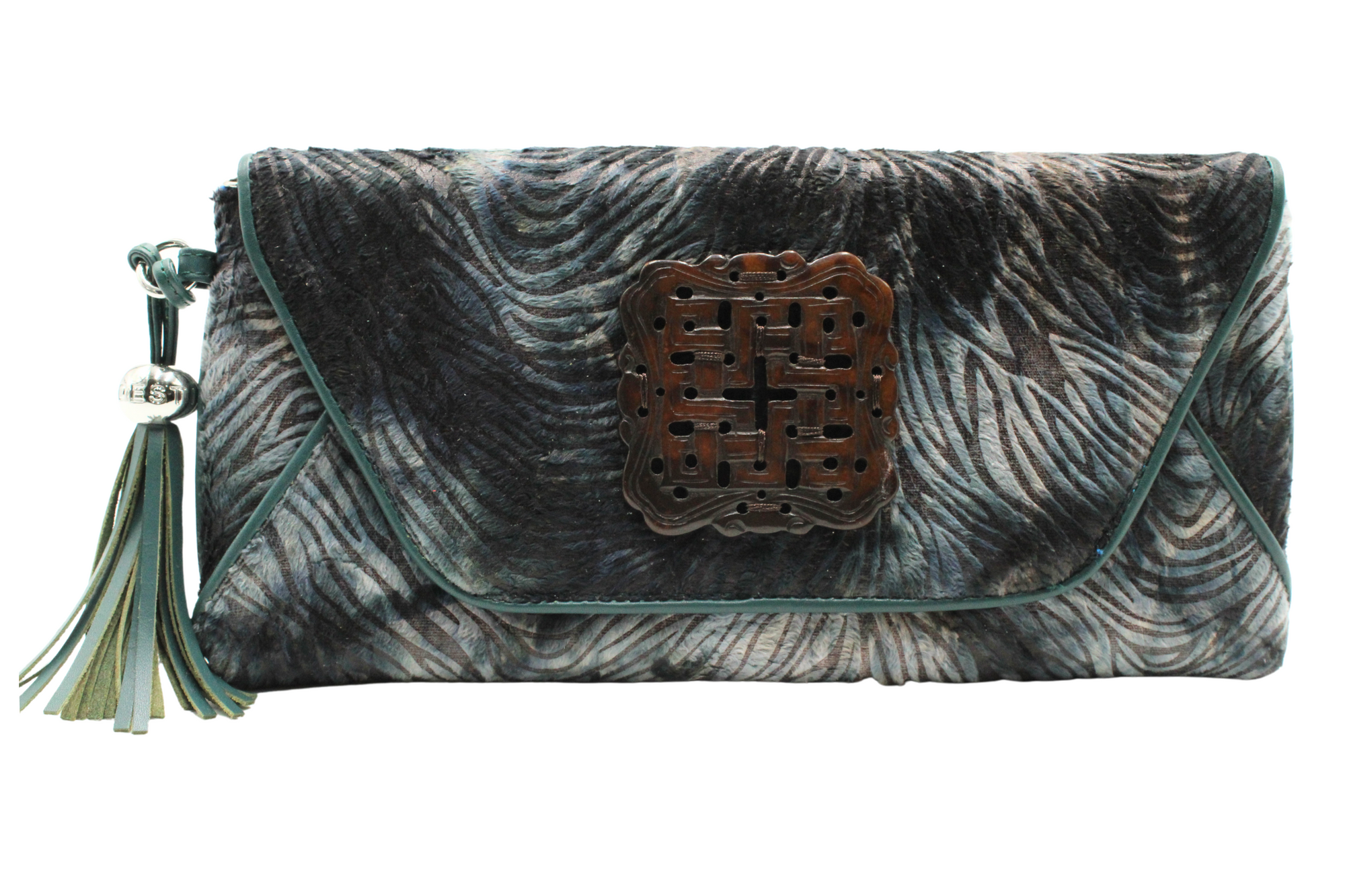 Damask Envelope with Love Knot Jade Stone in Sapphire Desti