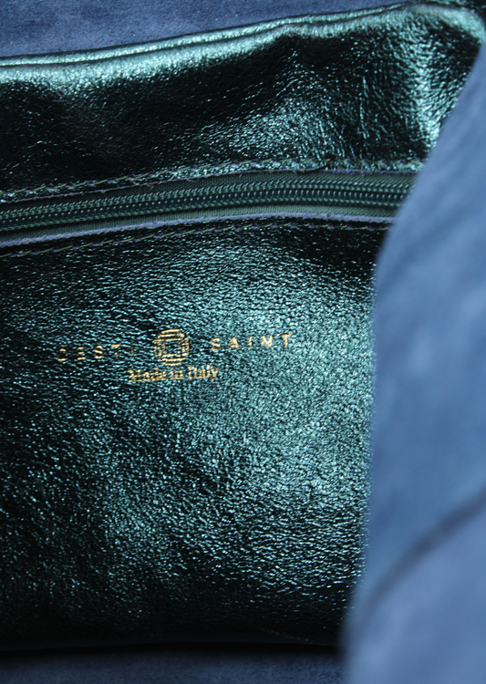 Italian Leather Shopper in Teal