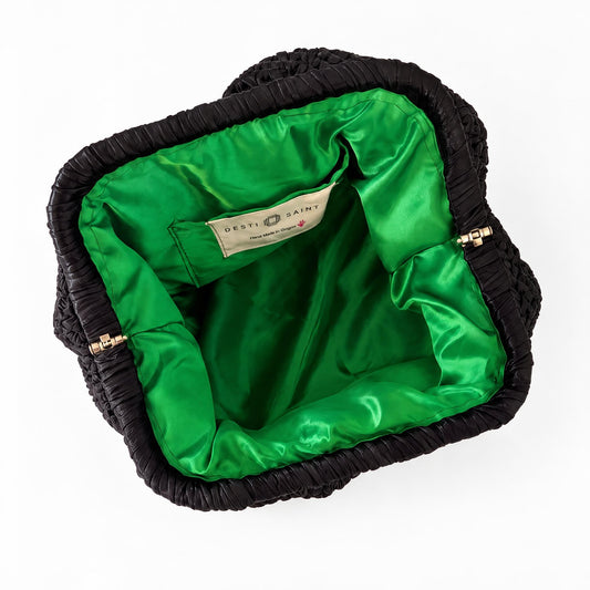 Sample Medium Hand-Woven Metallic Black Clutch