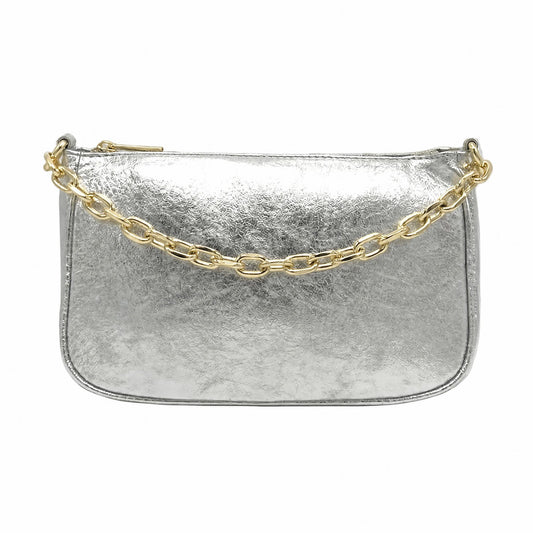 Italian Leather Clutch in Silver Sample