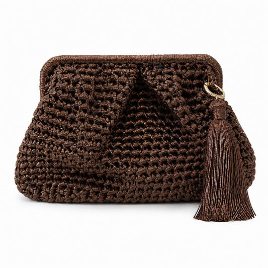 Medium Hand-Woven Metallic Bronze Clutch
