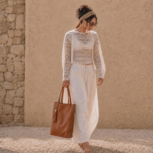 Italian Leather Shopper in Chestnut