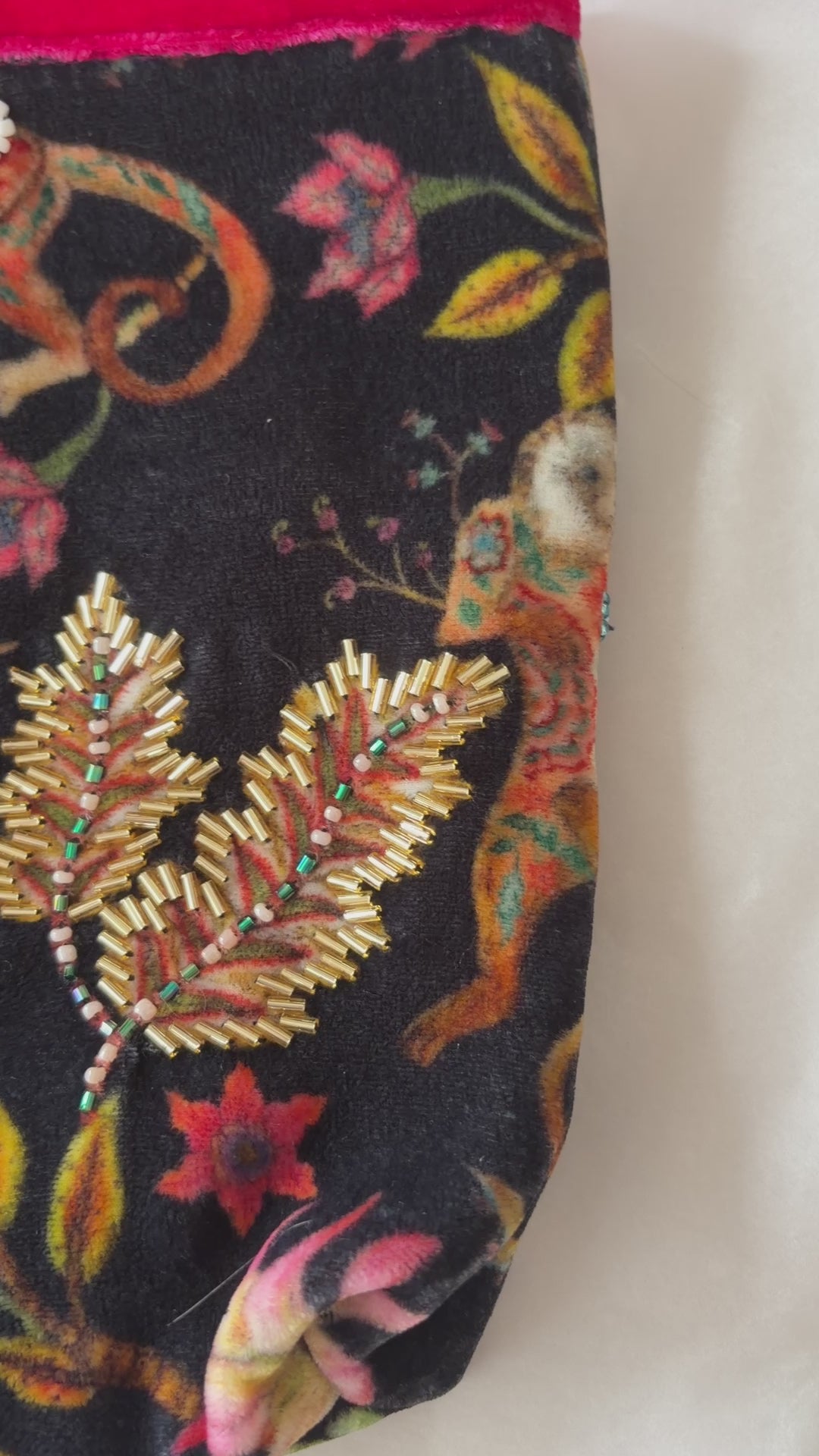 One Off - Silk Velvet Hand Made Clutch Pink Trim