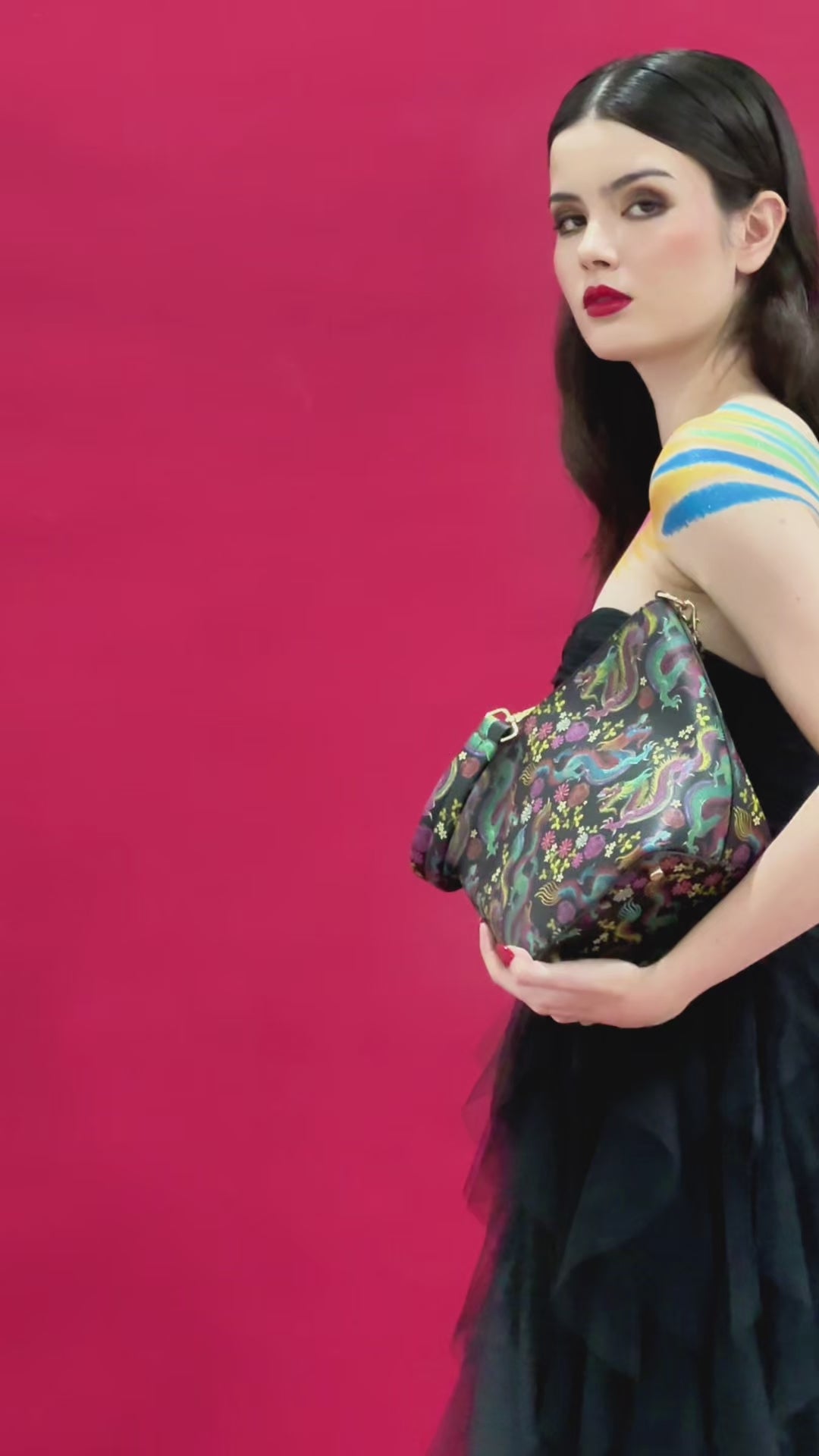 The Noraa Bucket Bag in Dragon with Black Dragon Jade Stone