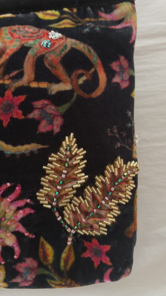 One Off - Silk Velvet Hand Made Clutch Black Trim