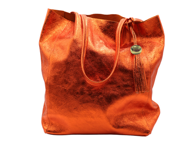 PRE-ORDER The 'Bessie' Italian Leather Shopper in Sunset Opulent Orange